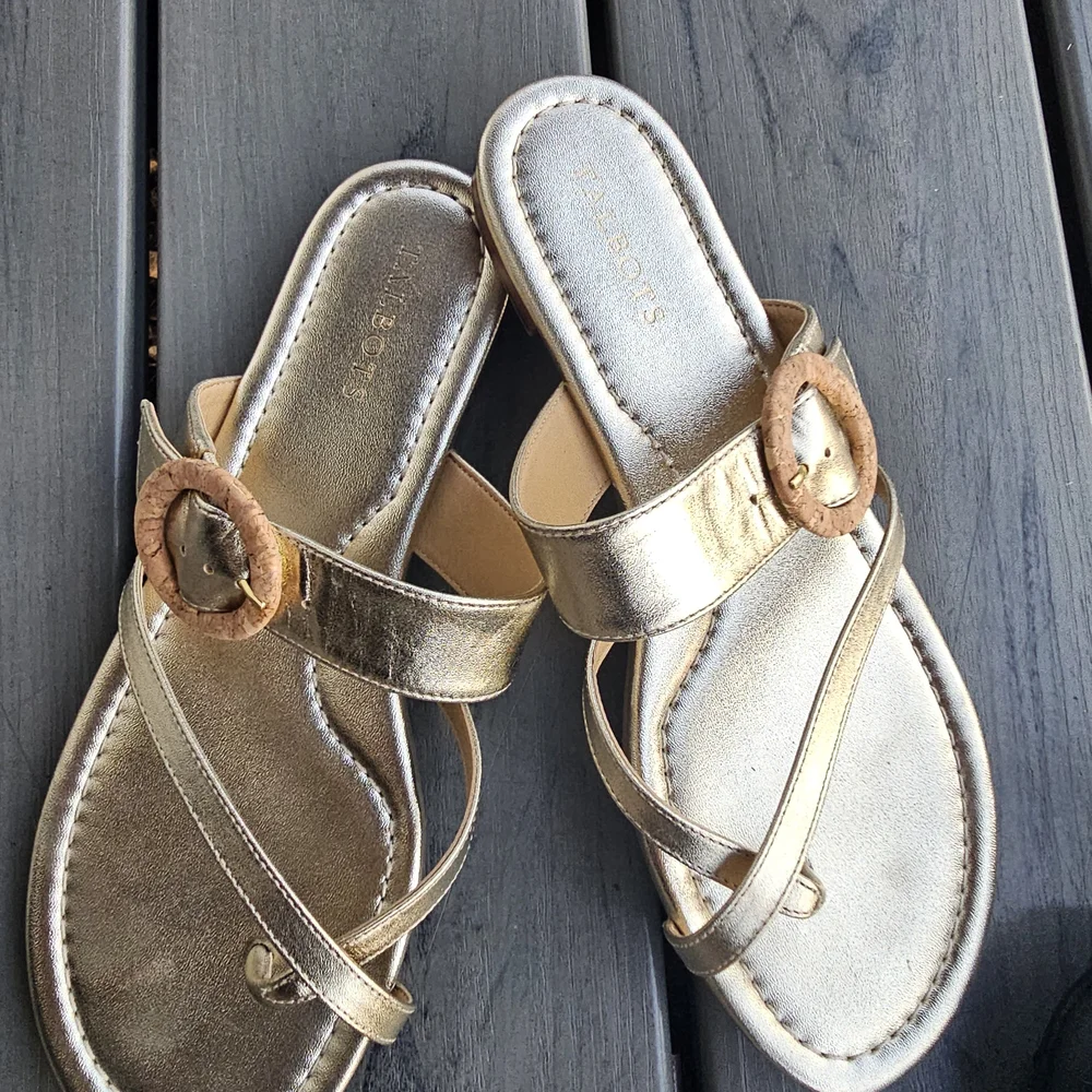 Talbots Gold Strappy Women's Sandals Size 9, pre-owned - Picture 4 of 6